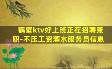 鹤壁ktv好上班正在招聘兼职-不压工资酒水服务员信息